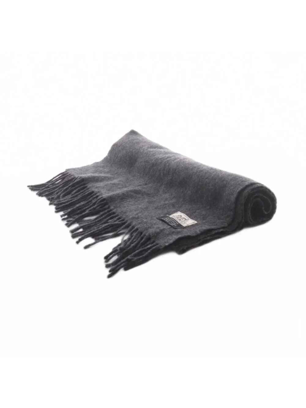 Hermes Cashmere Fringe Scarf Charcoal Gray AD